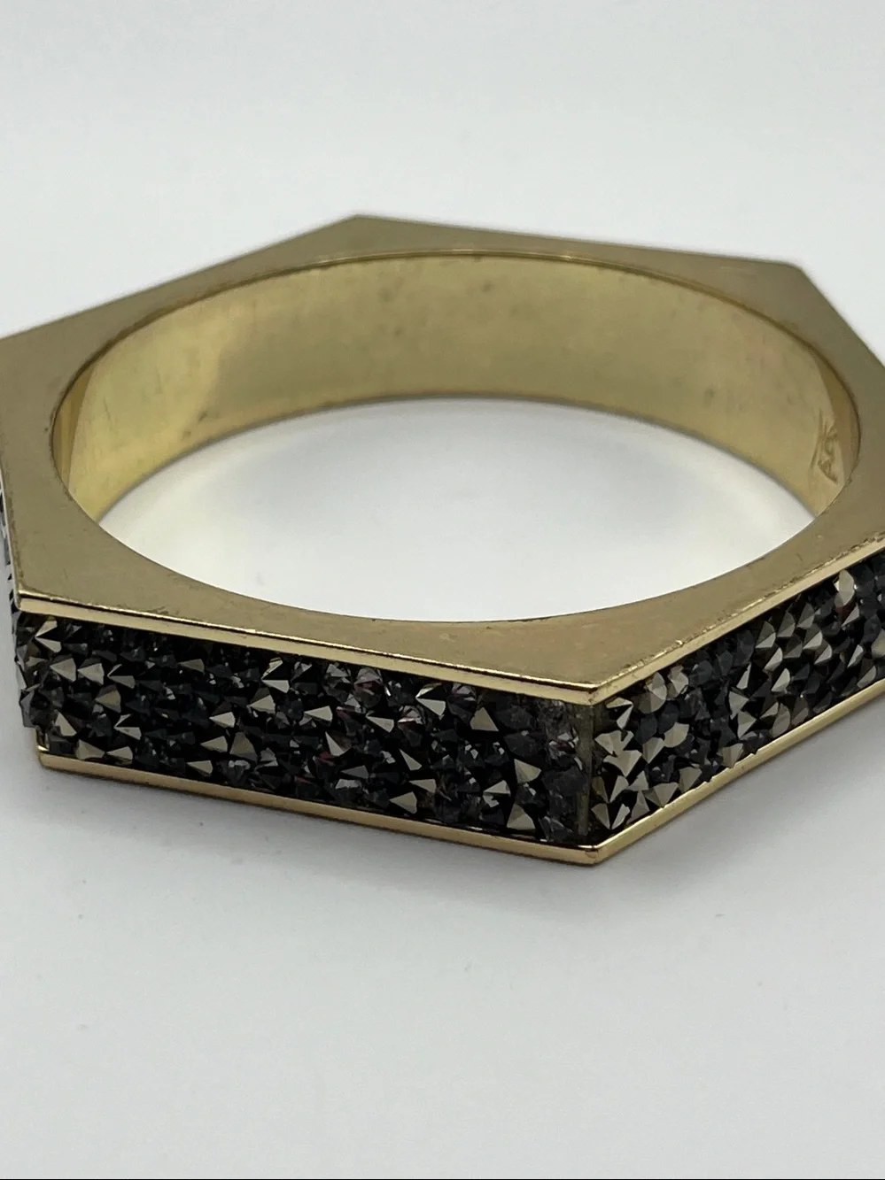 Hexagon Gold-Tone Crystal Bangle Bracelet